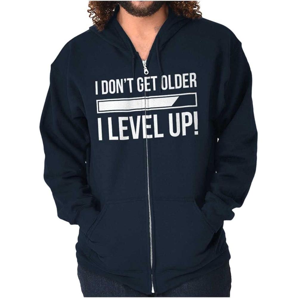 imageBrisco Brands I Dont Get Older I Level Up Gamer Zip Up Hoodie Mens WomensNavy