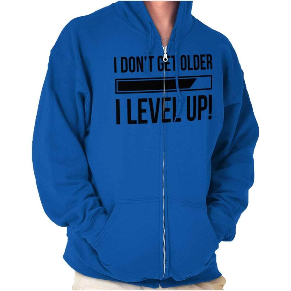 imageBrisco Brands I Dont Get Older I Level Up Gamer Zip Up Hoodie Mens WomensRoyal