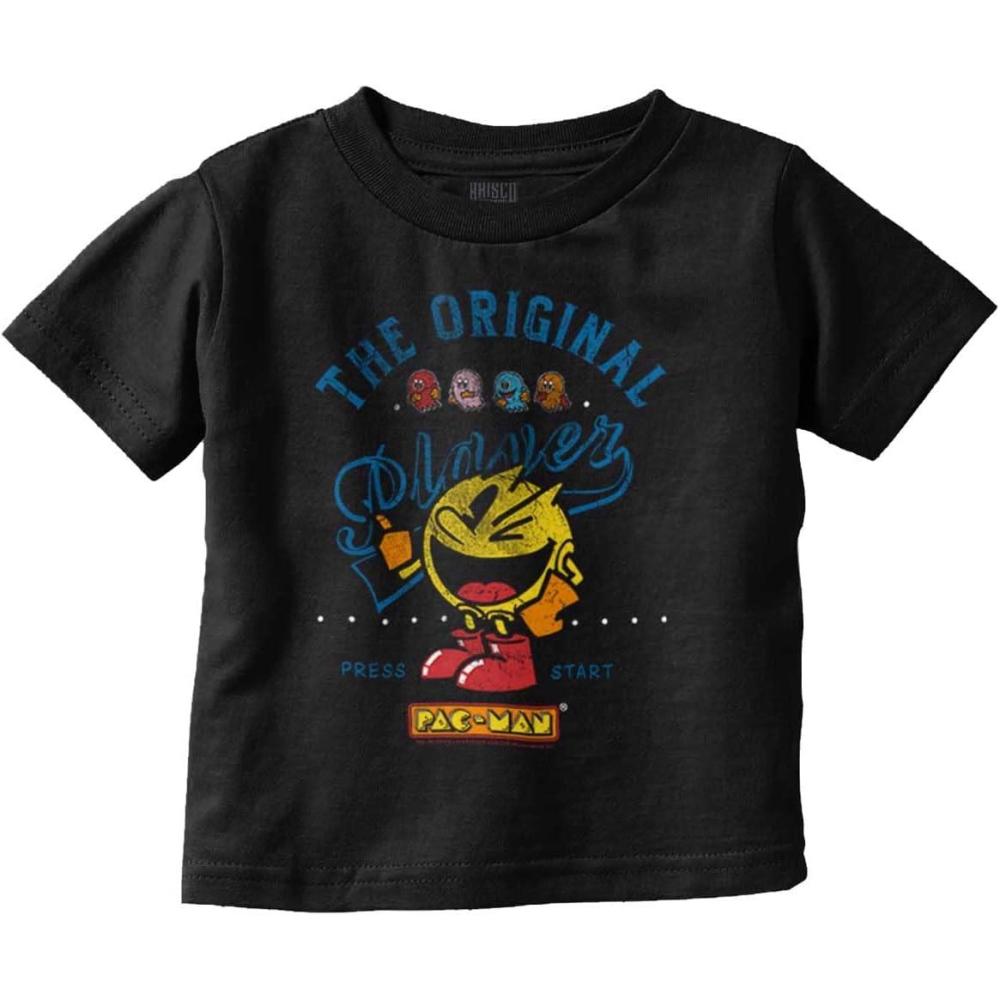 imagePacman The Original Player Funny 80s Toddler Boy Girl T ShirtBlack