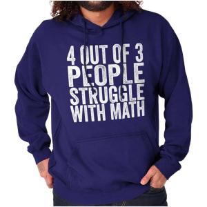 Brisco Brands 4 out of 3 Struggle Math Nerd Humor Hoodie Sweatshirt Women Men(Purple)