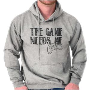 Brisco Brands Game Needs Me PC Gamer Nerdy Geeky Hoodie Sweatshirt Women Men(Sport Grey)