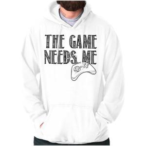 Brisco Brands Game Needs Me PC Gamer Nerdy Geeky Hoodie Sweatshirt Women Men(White)