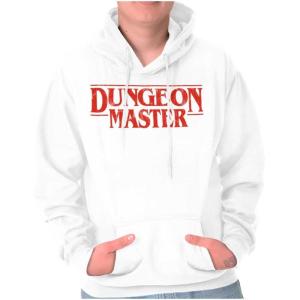 Brisco Brands Nerdy Fantasy Game Dungeon Master Hoodie Sweatshirt Women Men(White)