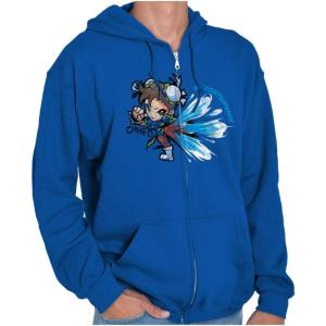 Brisco Brands Street Fighter Chun-Li Lightning Kick Zip Up Hoodie Mens Womens(Royal)