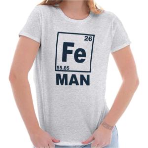 Fe Iron Science Elements Superhero Womens Slim Fit Graphic Tee(Ash Grey)