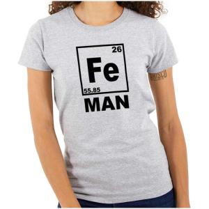 Fe Iron Science Elements Superhero Womens Slim Fit Graphic Tee(Sport Grey)
