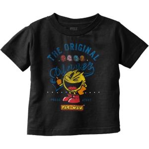 Pacman The Original Player Funny 80s Toddler Boy Girl T Shirt(Black)