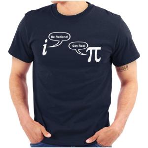 Rational Real Pi Pie Number Math Nerd Graphic T Shirt Men or Women(Navy)