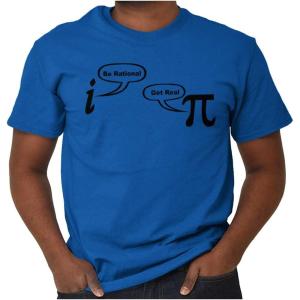 Rational Real Pi Pie Number Math Nerd Graphic T Shirt Men or Women(Royal)