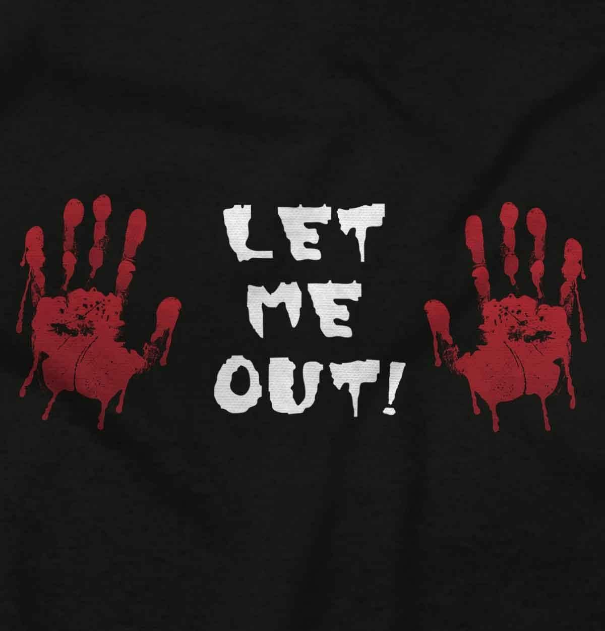 imageBrisco Brands Womens Maternity Let Me Out Expecting Horror Halloween T Shirt TeeBlack
