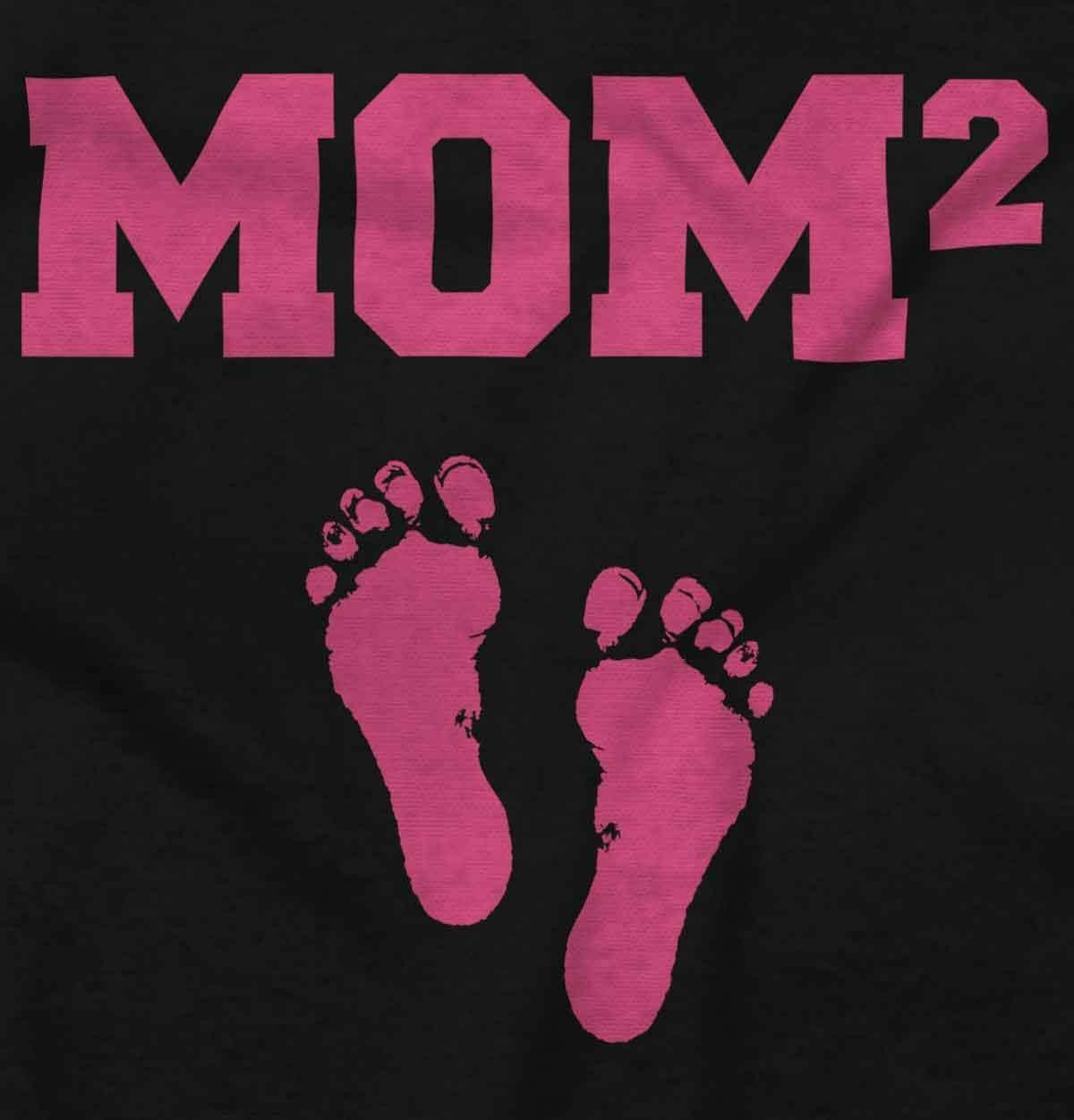 imageBrisco Brands Womens Maternity Mom Squared Pregnancy Announcement T Shirt TeeBlack Pink Ink
