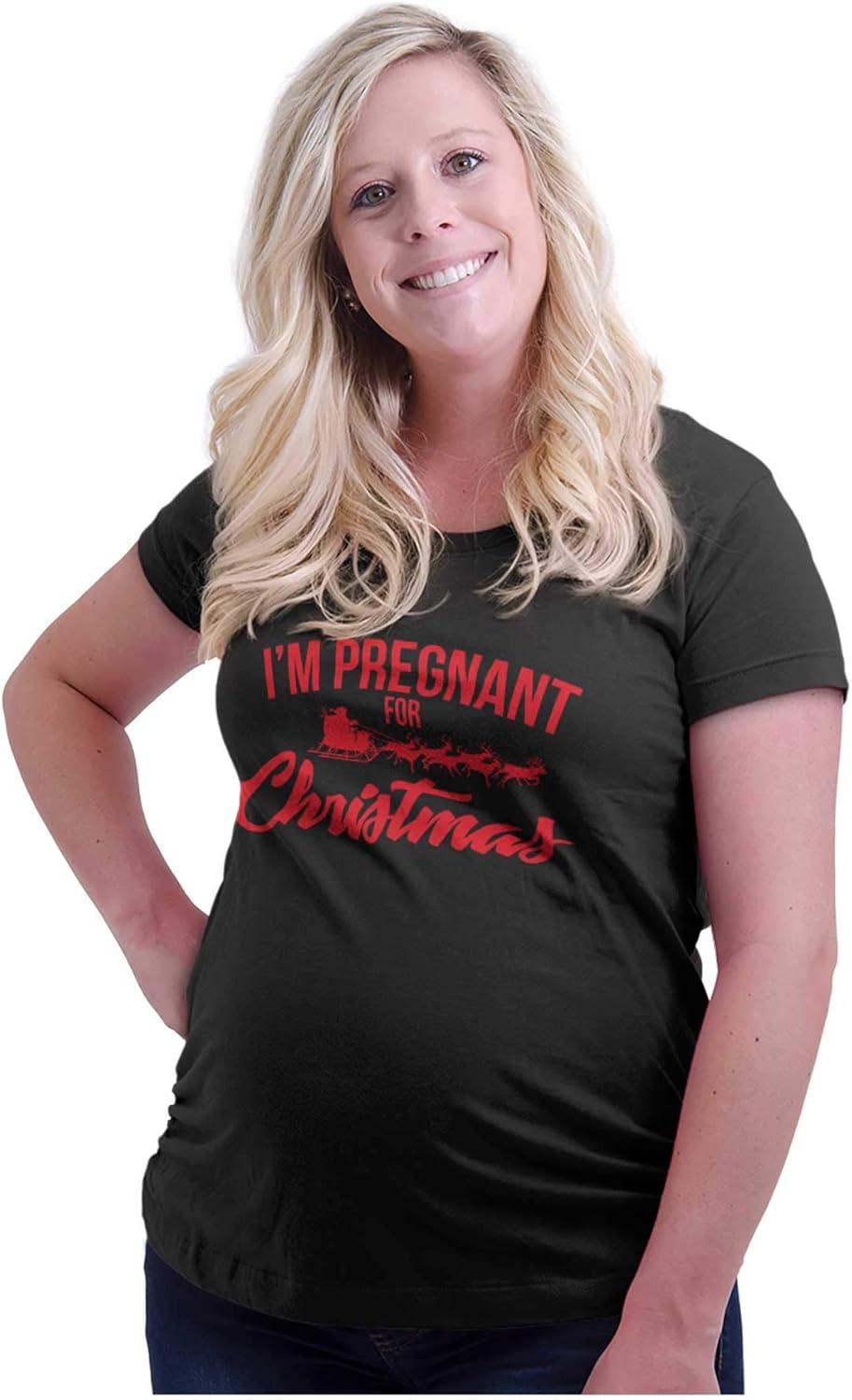 imageBrisco Brands Womens Maternity Xmas Pregnant for Christmas Expecting T Shirt TeeBlack