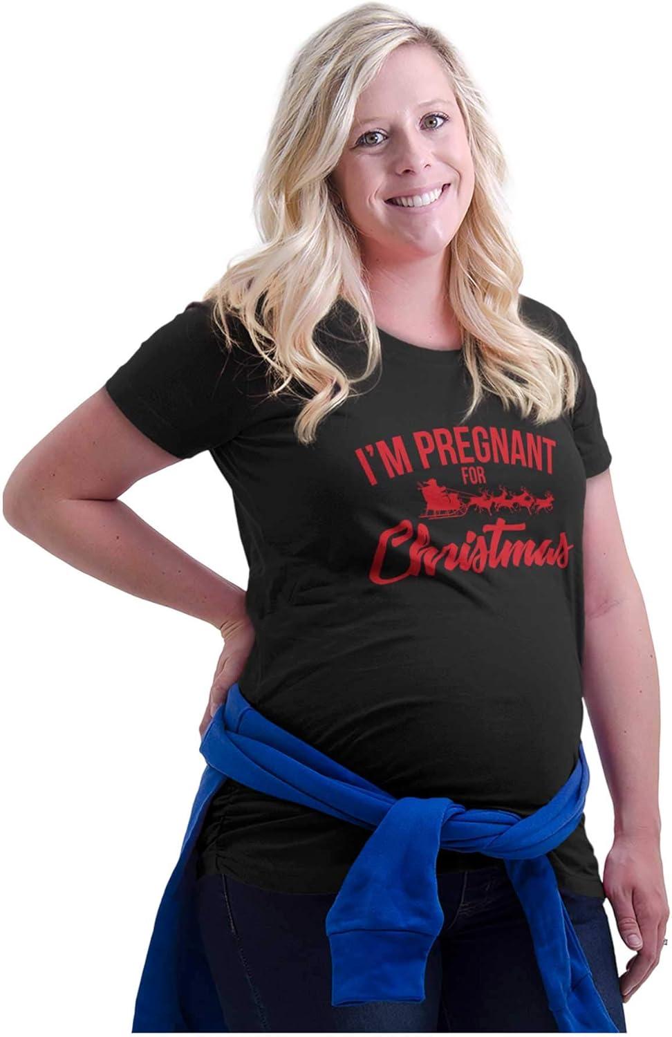 imageBrisco Brands Womens Maternity Xmas Pregnant for Christmas Expecting T Shirt TeeBlack