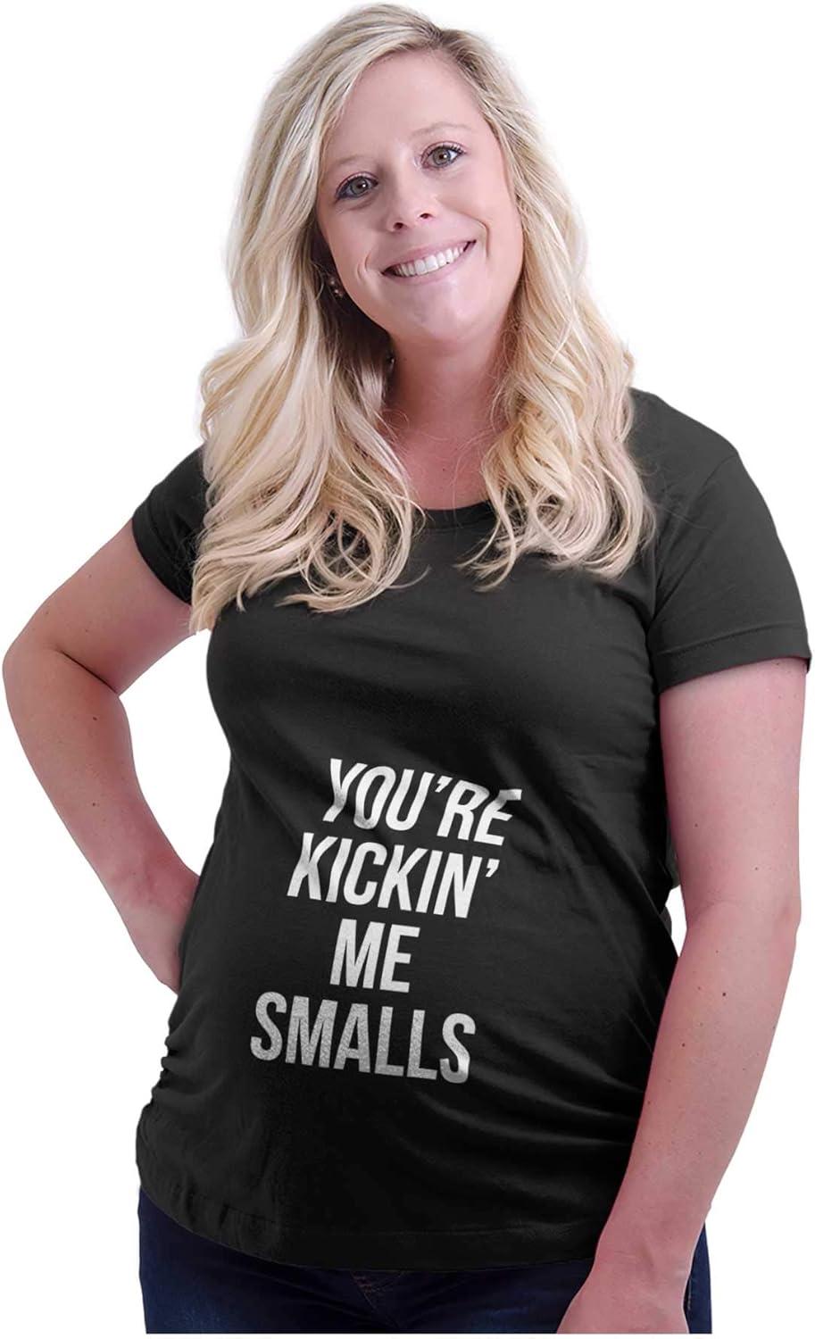 imageBrisco Brands Womens Maternity Youre Kickin Me Smalls Expecting T Shirt TeeBlack