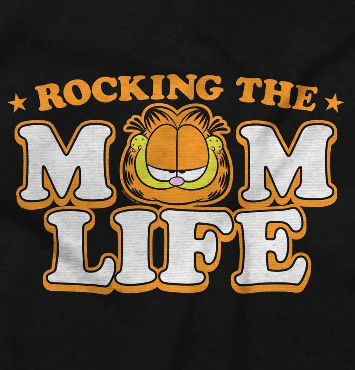 imageWomens Maternity Garfield Cartoon Rocking Mom Life Pregnancy DressBlack