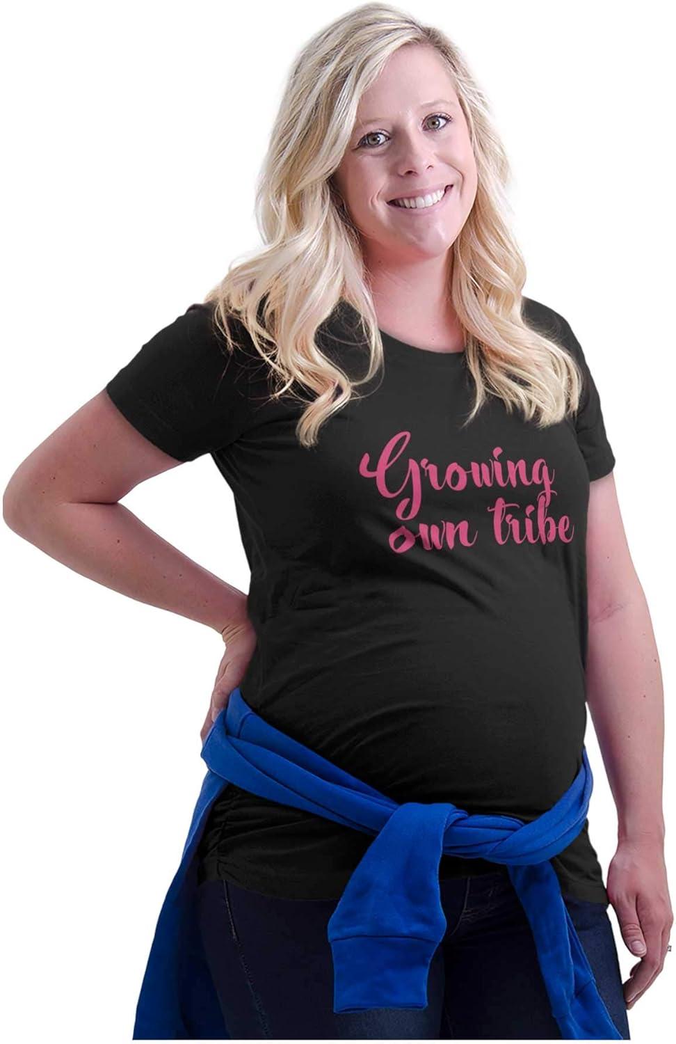 imageWomens Maternity Growing Own Tribe Expecting T Shirt TeeBlack Pink Ink