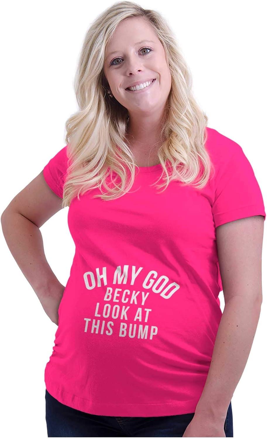imageWomens Maternity Oh My God Becky Look at This Bump T Shirt TeeHot Pink