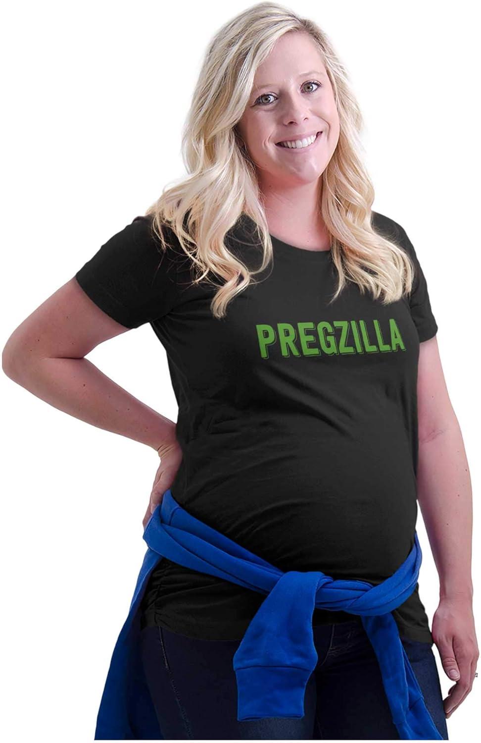 imageWomens Maternity Pregzilla Funny Expecting Bump T Shirt TeeBlack
