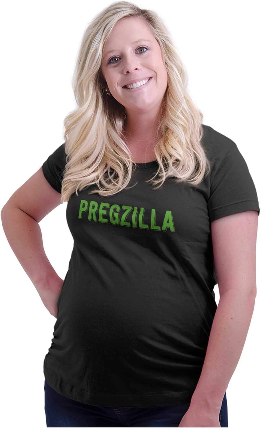 imageWomens Maternity Pregzilla Funny Expecting Bump T Shirt TeeBlack