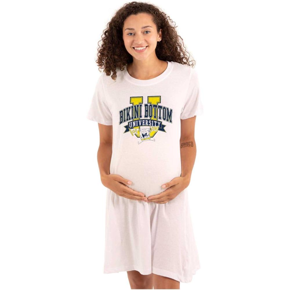 imageBrisco Brands Womens Maternity Spongebob Bikini Bottom University Pregnancy DressWhite