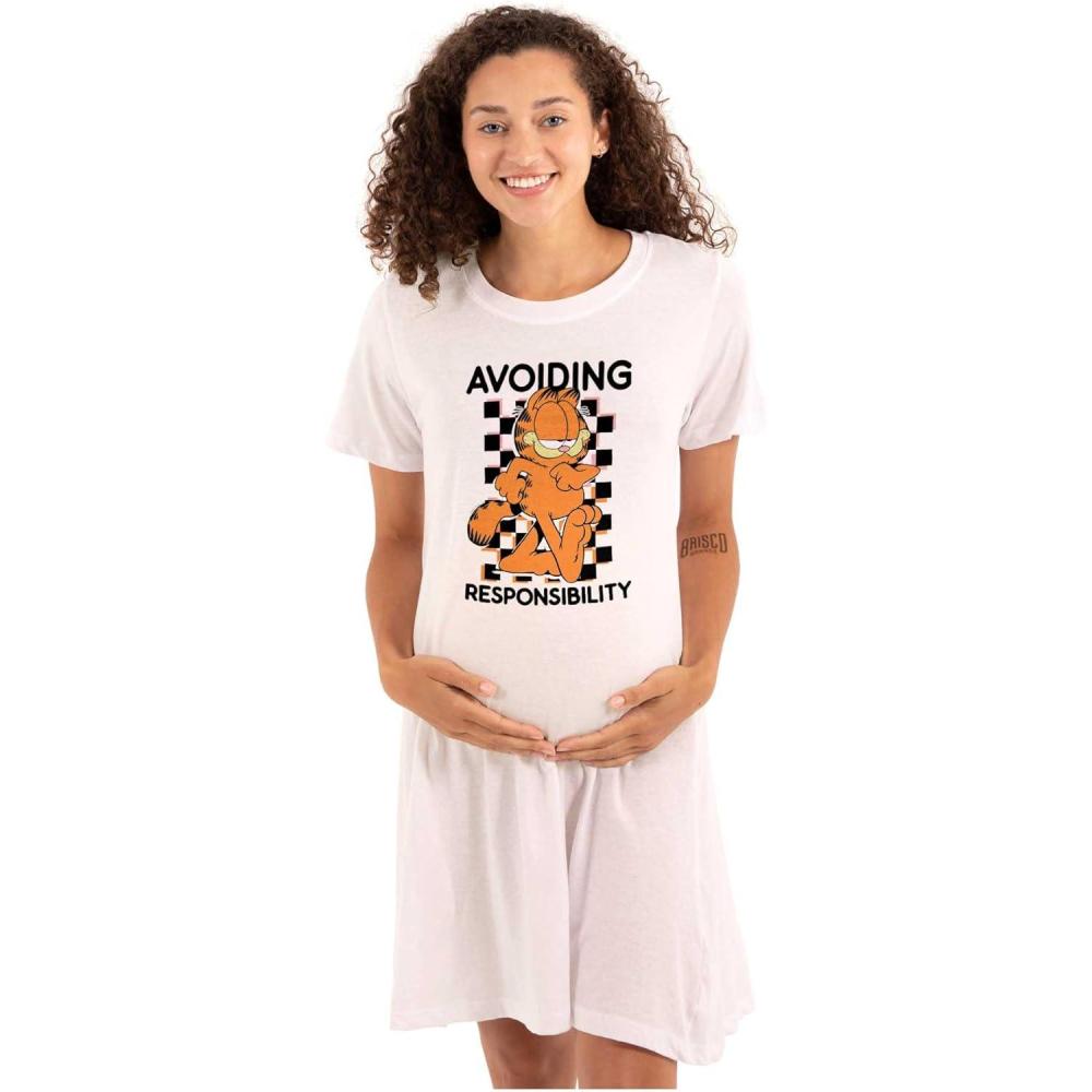 imageWomens Maternity Garfield Avoiding Responsibility Pregnancy DressWhite