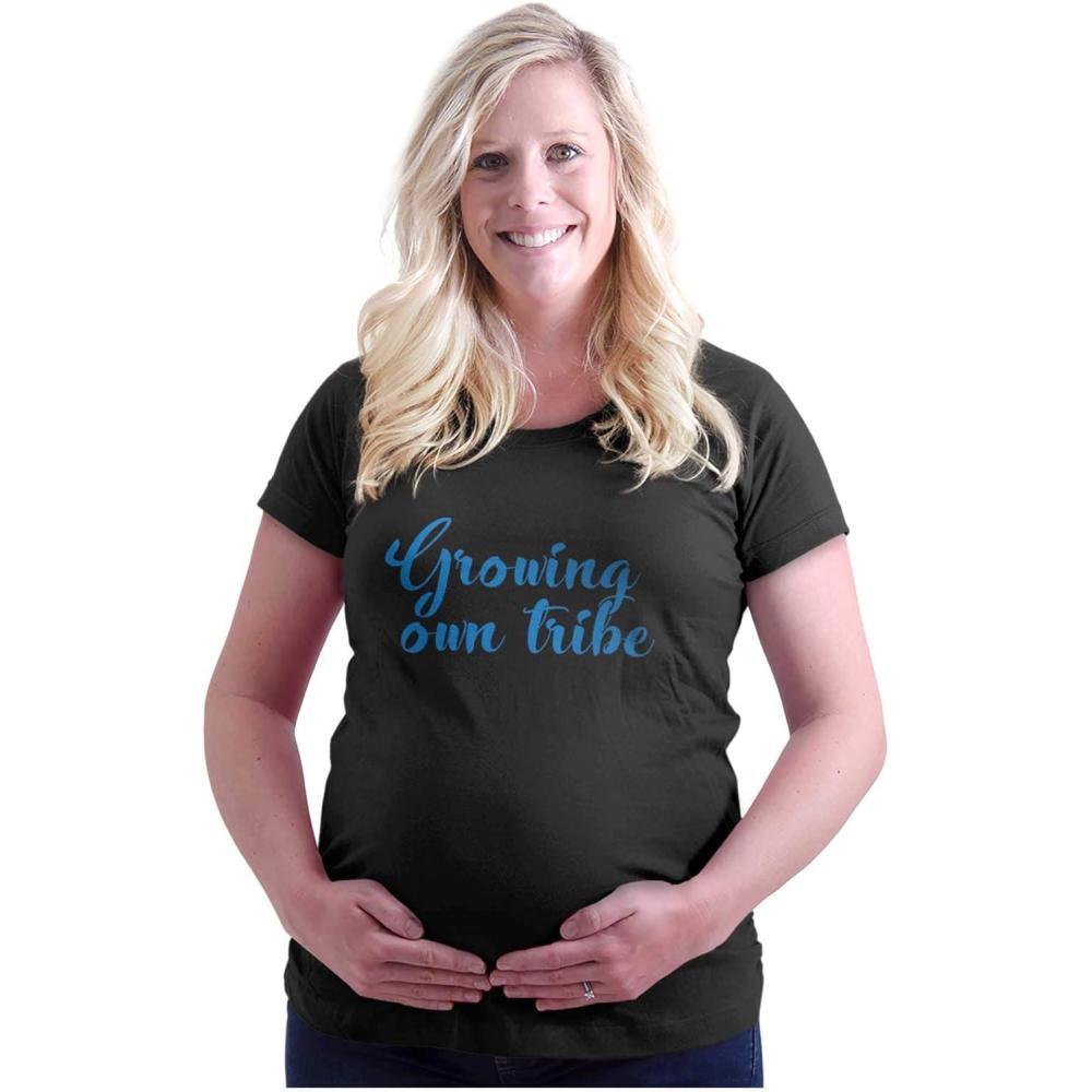 imageWomens Maternity Growing Own Tribe Expecting T Shirt TeeBlack  Blue Ink