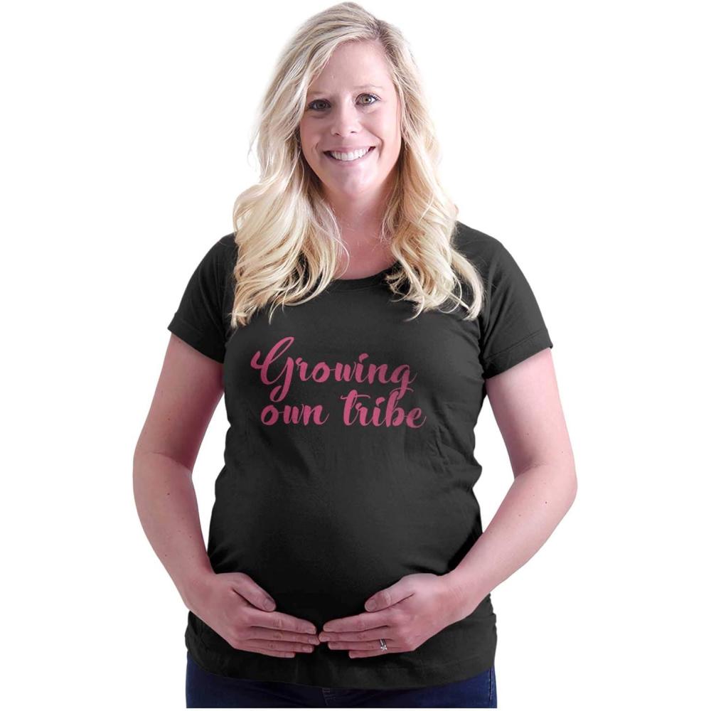 imageWomens Maternity Growing Own Tribe Expecting T Shirt TeeBlack Pink Ink