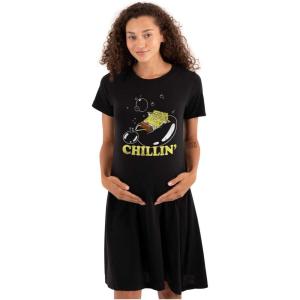 Brisco Brands Womens Maternity Spongebob Bubble Chillin Cartoon Pregnancy Dress(Black)