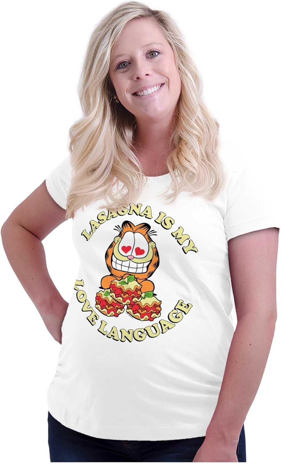imageWomens Maternity Funny Garfield Lasagna Love Language T Shirt Tee