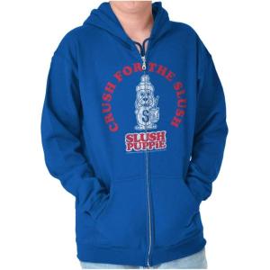 Brisco Brands Crush For The Slush Puppie Logo Zip Up Hoodie Mens Womens(Royal)