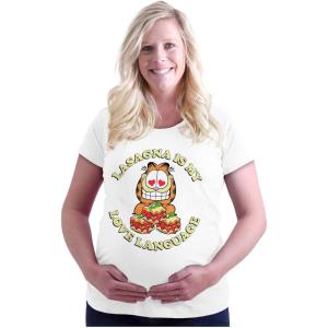 Womens Maternity Funny Garfield Lasagna Love Language T Shirt Tee