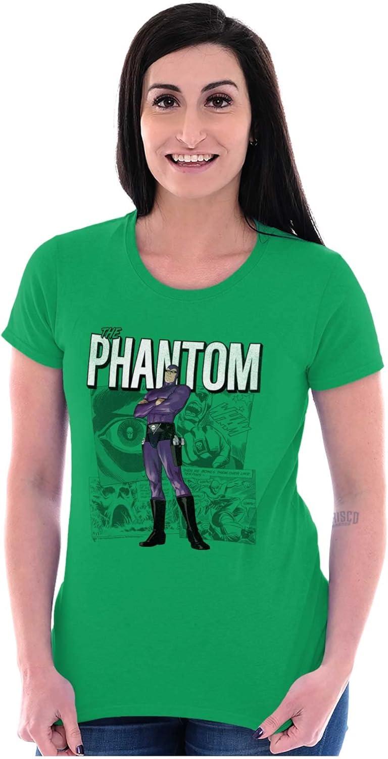 imageBrisco Brands The Phantom Retro Comic Superhero Womens Slim Fit Graphic TeeIrish Green