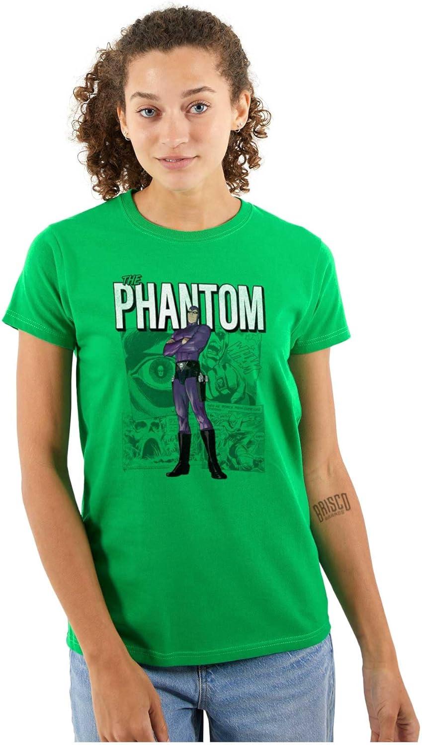 imageBrisco Brands The Phantom Retro Comic Superhero Womens Slim Fit Graphic TeeIrish Green