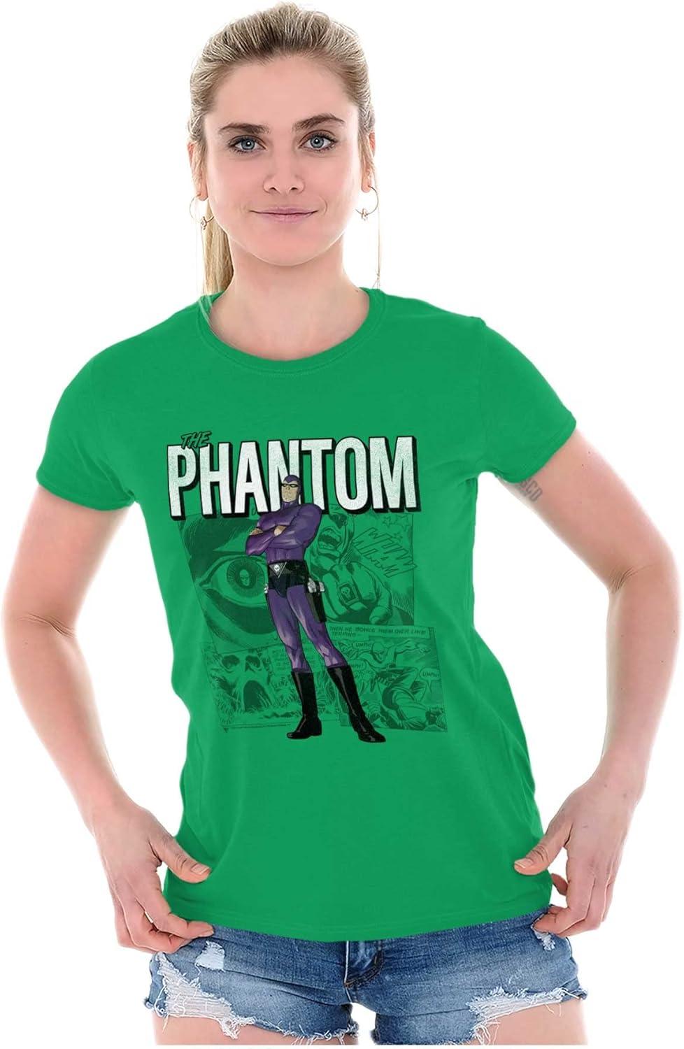imageBrisco Brands The Phantom Retro Comic Superhero Womens Slim Fit Graphic TeeIrish Green