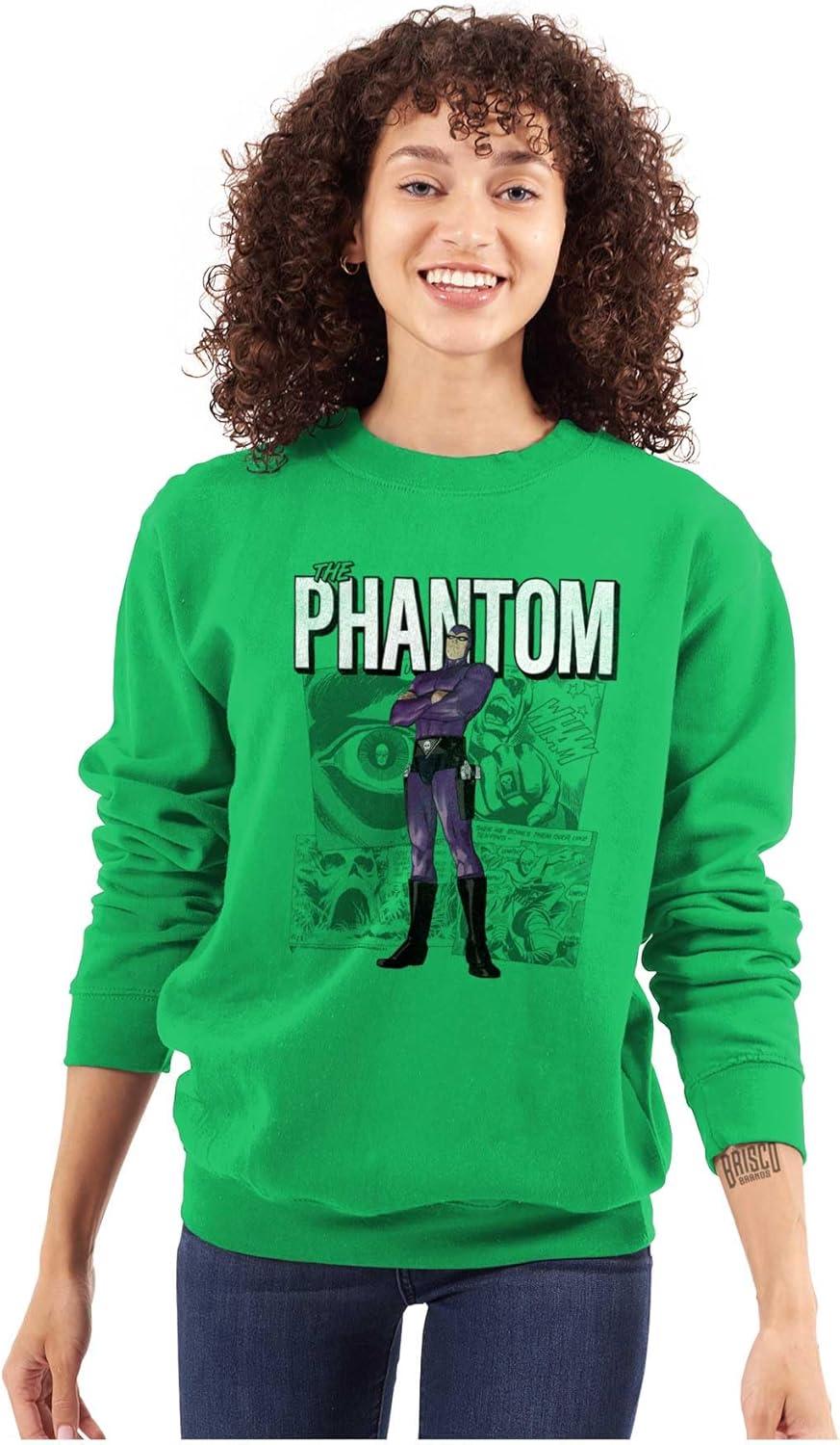 imageBrisco Brands the Phantom Retro Comic Superhero Sweatshirt for Men or WomenIrish Green
