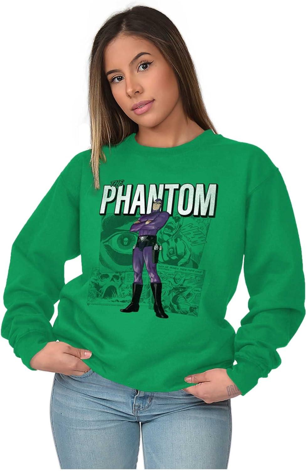 imageBrisco Brands the Phantom Retro Comic Superhero Sweatshirt for Men or WomenIrish Green