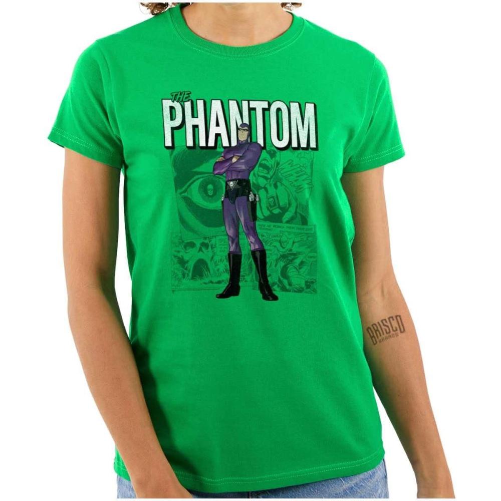 imageBrisco Brands The Phantom Retro Comic Superhero Womens Slim Fit Graphic TeeIrish Green