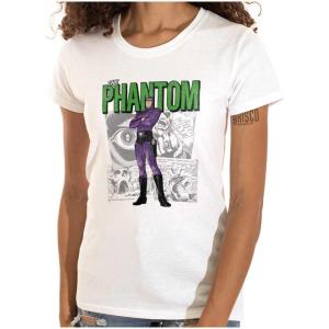 Brisco Brands The Phantom Retro Comic Superhero Womens Slim Fit Graphic Tee(White)