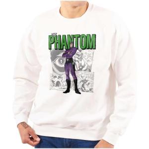 Brisco Brands the Phantom Retro Comic Superhero Sweatshirt for Men or Women(White)