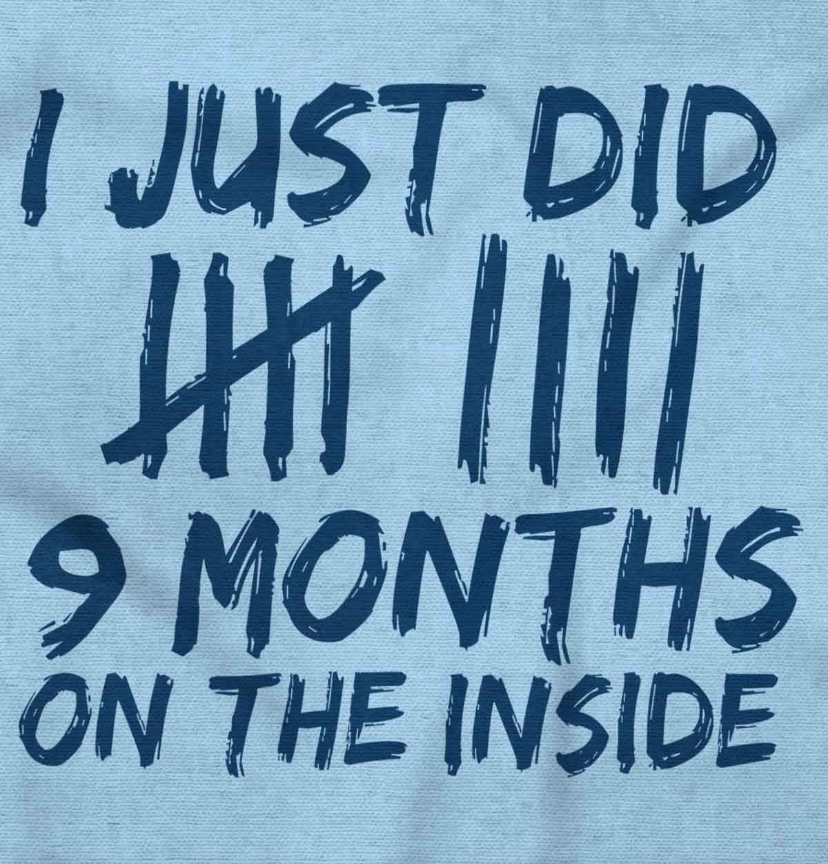 imageBrisco Brands 9 Months On The Inside Tally Marks Baby Romper Boys or GirlsLight Blue