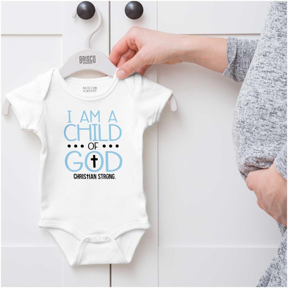 imageBrisco Brands Am A Child Of God Christian Religion Baby Romper Boys or GirlsWhite