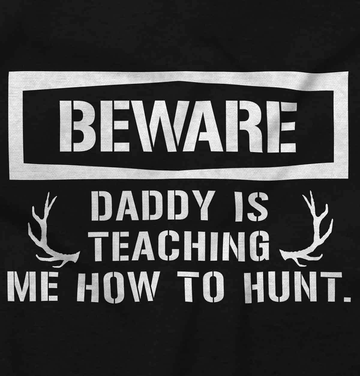 imageBrisco Brands Beware Daddy Teaching Me to Hunt Baby Romper Boys or GirlsBlack