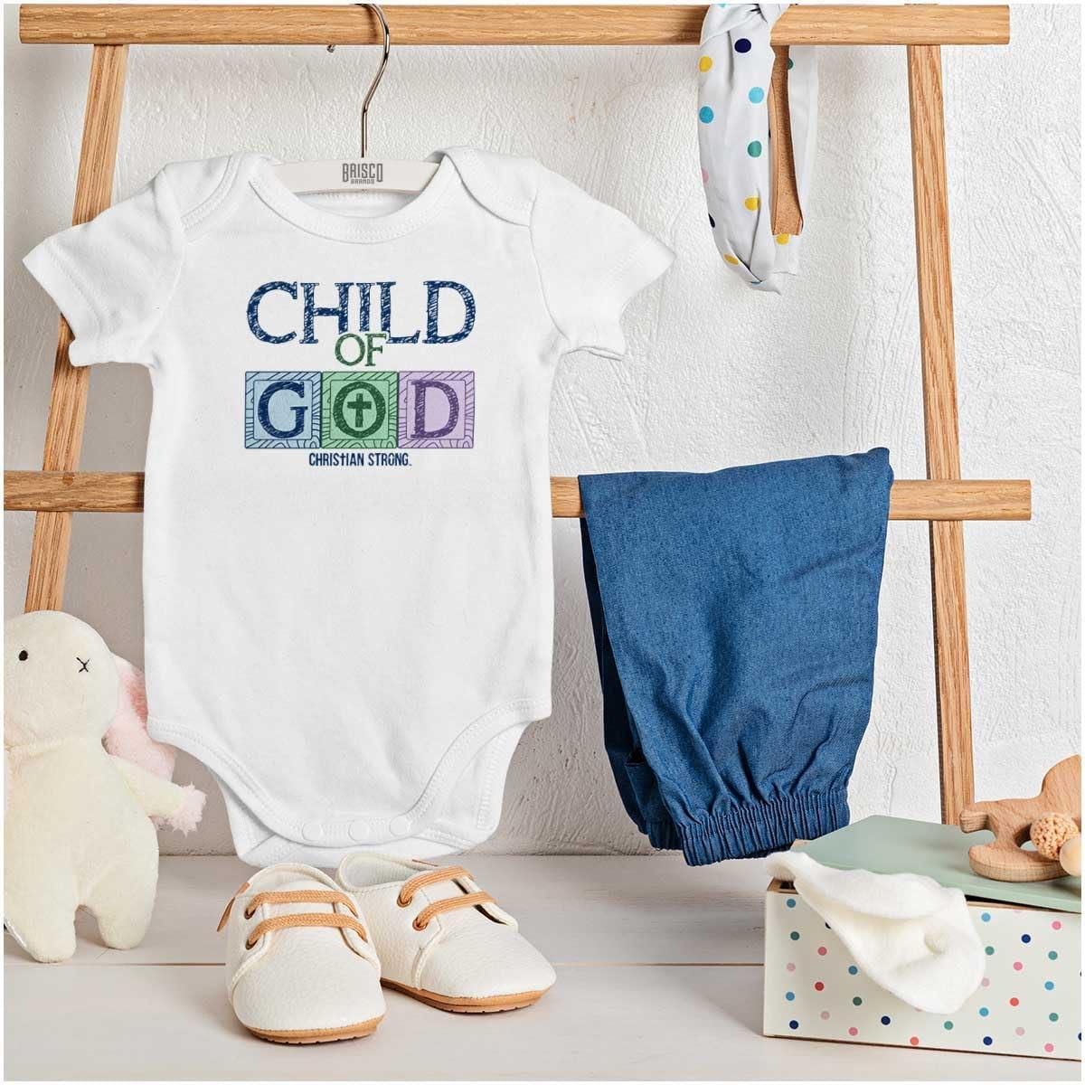 imageBrisco Brands Child of God Christian Jesus Christ Baby Romper Boys or GirlsWhite