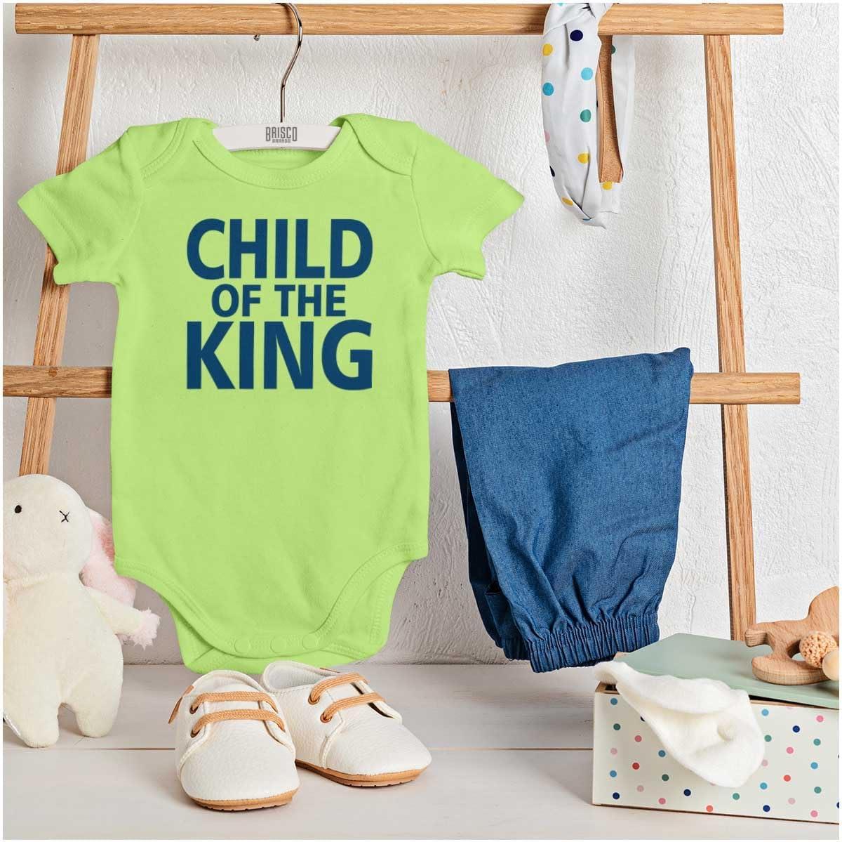 imageBrisco Brands Child of the King Christian Religious Baby Romper Boys or GirlsKey Lime