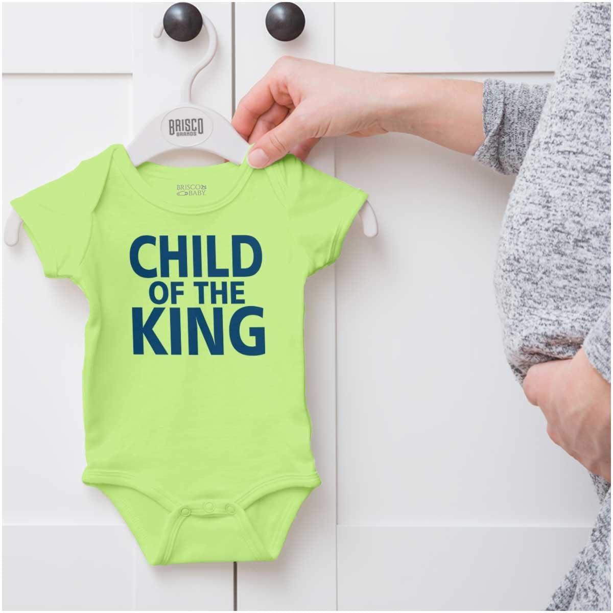 imageBrisco Brands Child of the King Christian Religious Baby Romper Boys or GirlsKey Lime