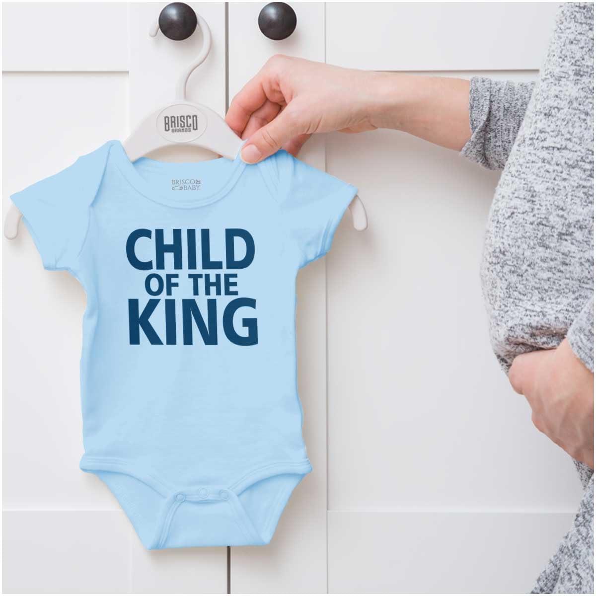 imageBrisco Brands Child of the King Christian Religious Baby Romper Boys or GirlsLight Blue