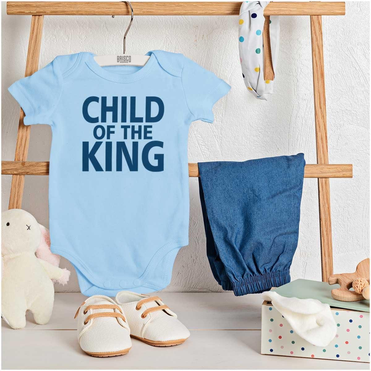 imageBrisco Brands Child of the King Christian Religious Baby Romper Boys or GirlsLight Blue