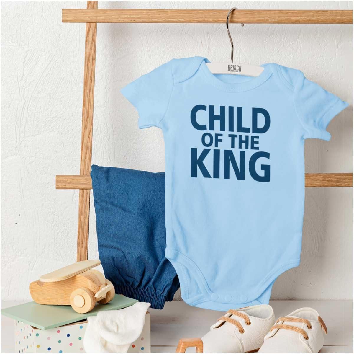 imageBrisco Brands Child of the King Christian Religious Baby Romper Boys or GirlsLight Blue