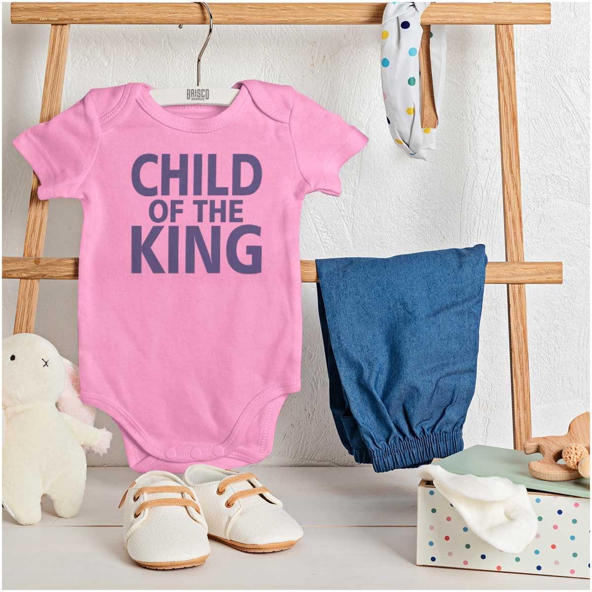 imageBrisco Brands Child of the King Christian Religious Baby Romper Boys or GirlsPink