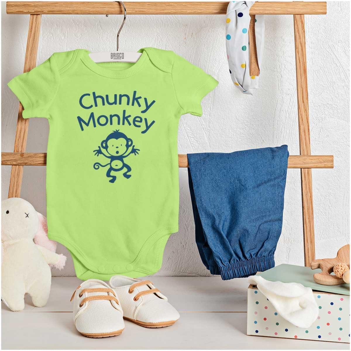 imageBrisco Brands Chunky Monkey Adorable Animal Babies Baby Romper Boys or GirlsKey Lime